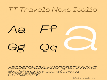 TT Travels Next Italic Version 1.000.28062021图片样张
