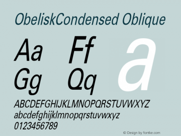 ObeliskCondensed Oblique Rev. 003.000 Font Sample