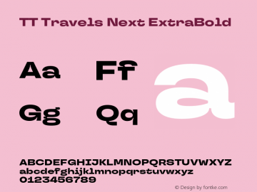 TT Travels Next ExtraBold Version 1.000.28062021图片样张