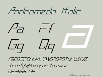 Andromeda Italic Altsys Fontographer 3.5  3/4/93 Font Sample
