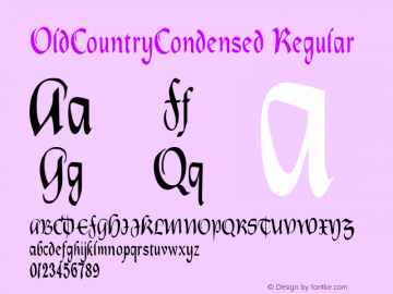 OldCountryCondensed Regular Rev. 003.000 Font Sample