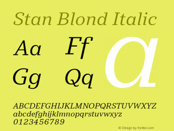 Stan-BlondItalic Version 3.001图片样张