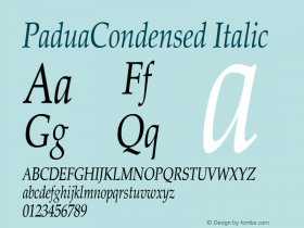 PaduaCondensed Italic Rev. 003.000图片样张