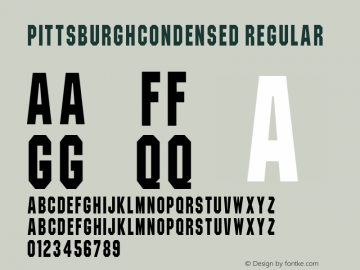 PittsburghCondensed Regular Rev. 003.000 Font Sample