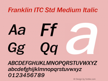Franklin ITC Std Medium Italic Version 1.01图片样张