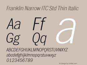 Franklin Narrow ITC Std Thin Italic Version 1.01图片样张