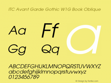 ITC Avant Garde W1G Bk Italic Version 2.000 Build 1000图片样张