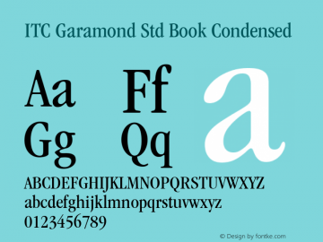 ITC Garamond Std Book Condensed Version 1.00 Build 1000图片样张