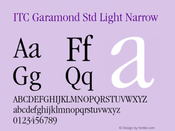 ITC Garamond Std Light Narrow Version 1.00 Build 1000图片样张