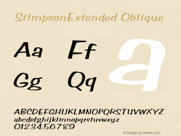 StimpsonExtended Oblique Altsys Fontographer 4.1 5/22/95 Font Sample