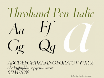 Throhand Pen Roman Italic Version 1.00图片样张