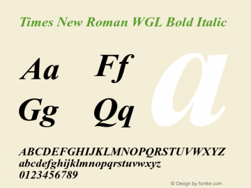 Times New Roman WGL Bold Italic Version 1.00 Build 1000图片样张