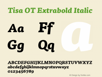 Tisa OT Extrabold Italic Version 7.600, build 1027, FoPs, FL 5.04图片样张