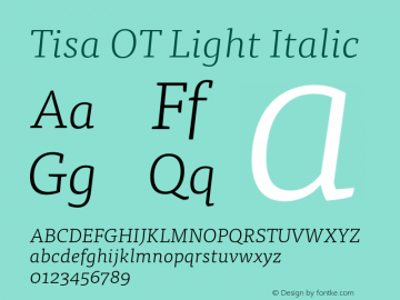 Tisa OT Light Italic Version 7.600, build 1027, FoPs, FL 5.04图片样张