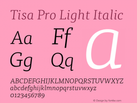 Tisa Pro Light Italic Version 7.600, build 1027, FoPs, FL 5.04图片样张