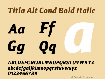 Titla Alt Cond Bold Italic Version 1.000图片样张