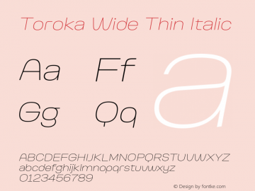 Toroka Wide Thin Italic Version 001.000 April 2021图片样张