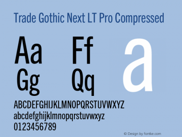 Trade Gothic Next LT Pro Compressed Version 2.00图片样张
