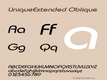 UniqueExtended Oblique Rev. 003.000 Font Sample