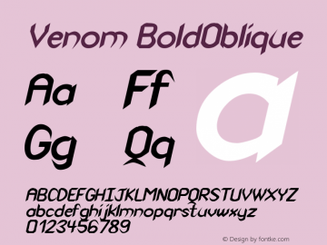 Venom BoldOblique Rev. 003.000 Font Sample