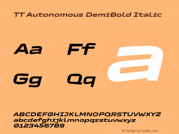 TT Autonomous DemiBold Italic Version 1.010.28052021图片样张