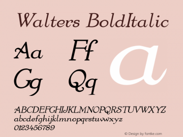 Walters BoldItalic Rev. 003.000 Font Sample
