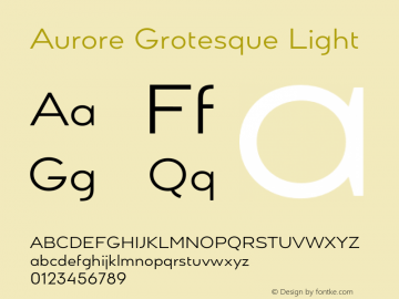 Aurore Grotesque Light Version 5.000;hotconv 1.0.109;makeotfexe 2.5.65596图片样张