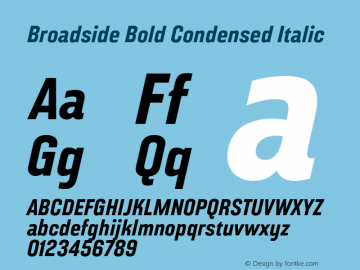 Broadside Bold Condensed Italic Version 6.000;PS 006.000;hotconv 1.0.88;makeotf.lib2.5.64775图片样张