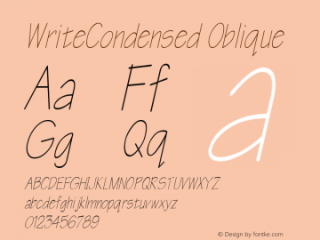 WriteCondensed Oblique Rev. 003.000 Font Sample