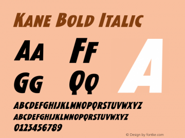 Kane Bold Italic Version 2.000;hotconv 1.0.109;makeotfexe 2.5.65596图片样张