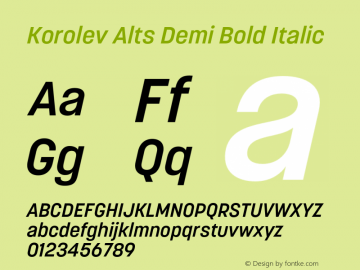 Korolev Alternates Demi Bold Italic Version 8.000;FEAKit 1.0图片样张