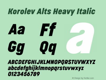 Korolev Alternates Heavy Italic Version 8.000;FEAKit 1.0图片样张