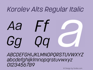 Korolev Alternates Regular Italic Version 8.000;FEAKit 1.0图片样张