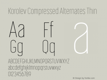 Korolev Compressed Alternates Thin Version 3.000;hotconv 1.0.109;makeotfexe 2.5.65596图片样张