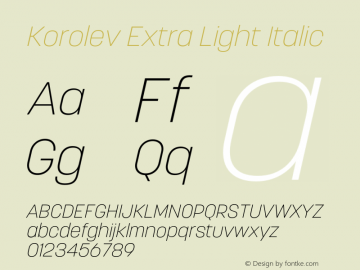 Korolev Extra Light Italic Version 8.000;FEAKit 1.0图片样张