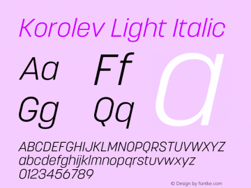 Korolev Light Italic Version 8.000;FEAKit 1.0图片样张