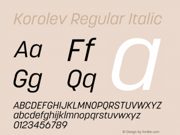 Korolev Regular Italic Version 8.000;FEAKit 1.0图片样张