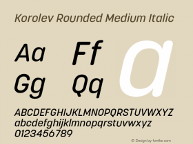 Korolev Rounded Medium Italic Version 2.000;hotconv 1.0.109;makeotfexe 2.5.65596图片样张