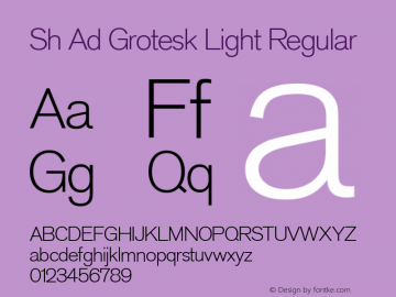 Sh Ad Grotesk Light Regular 001.001 Font Sample