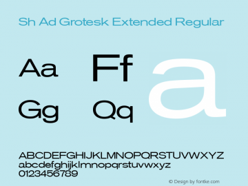 Sh Ad Grotesk Extended Regular 001.001 Font Sample