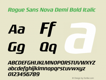 Rogue Sans Nova Demi Bold Italic Version 4.000;PS 004.000;hotconv 1.0.88;makeotf.lib2.5.64775图片样张