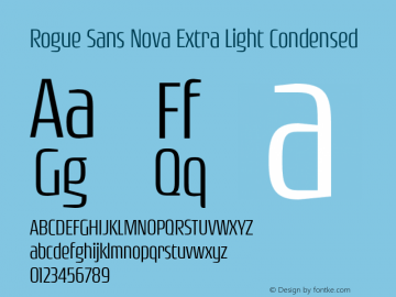 Rogue Sans Nova Extra Light Condensed Version 4.000;PS 004.000;hotconv 1.0.88;makeotf.lib2.5.64775图片样张