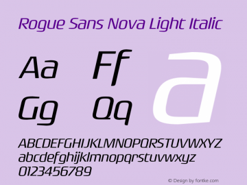 Rogue Sans Nova Light Italic Version 4.000;PS 004.000;hotconv 1.0.88;makeotf.lib2.5.64775图片样张