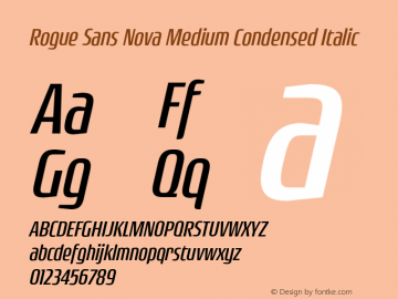 Rogue Sans Nova Medium Condensed Italic Version 4.000;PS 004.000;hotconv 1.0.88;makeotf.lib2.5.64775图片样张