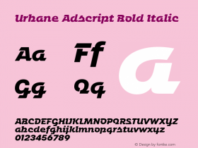 Urbane Adscript Bold Italic Version 3.000;PS 003.000;hotconv 1.0.88;makeotf.lib2.5.64775图片样张