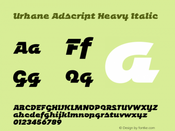Urbane Adscript Heavy Italic Version 3.000;PS 003.000;hotconv 1.0.88;makeotf.lib2.5.64775图片样张