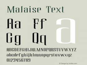 Malaise-Text Version 1.000;PS 001.000;hotconv 1.0.88;makeotf.lib2.5.64775图片样张