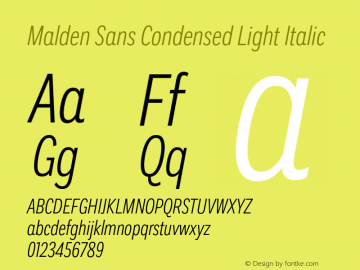 Malden Sans Cond Light It Version 1.00, build 13, s3图片样张