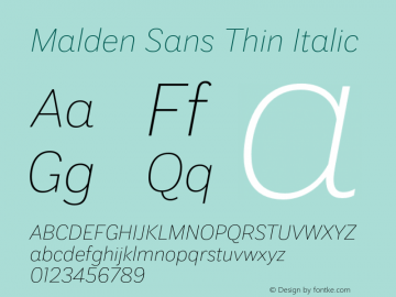 Malden Sans Thin Italic Version 1.00, build 13, s3图片样张