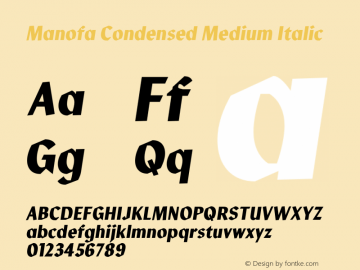 Manofa Condensed Medium Italic Version 1.000;PS 001.000;hotconv 1.0.88;makeotf.lib2.5.64775图片样张